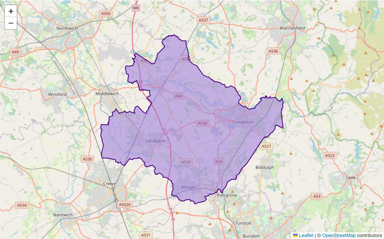 Congleton Location Congleton Constituency: Map, Wards & Population | Baseview UK