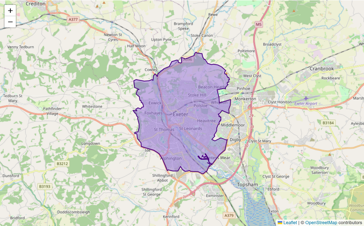 Exeter Constituency: Map, Wards & Population | Baseview UK