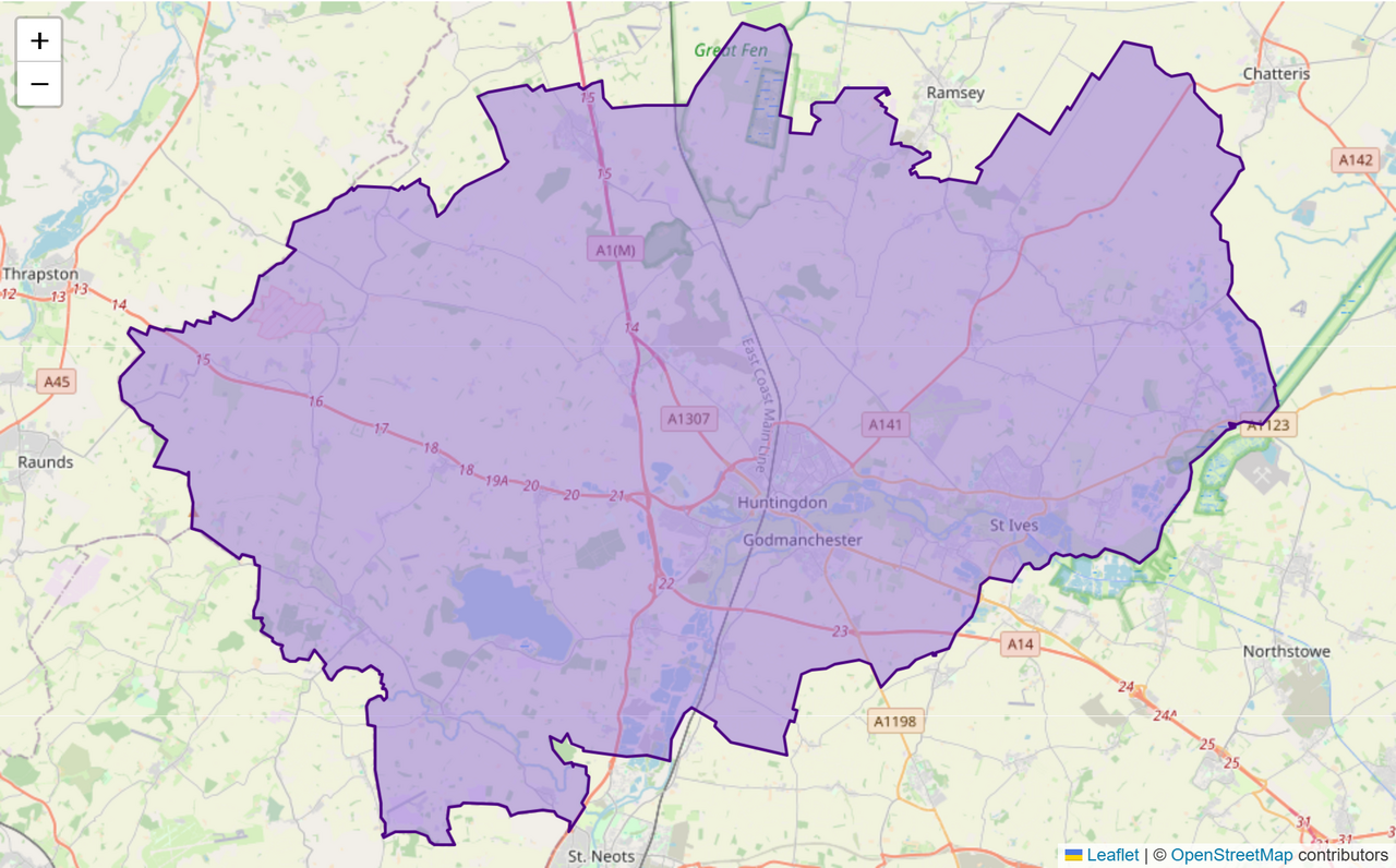 Postcode For Huntingdon Huntingdon Constituency: Map, Wards & Population | Baseview UK