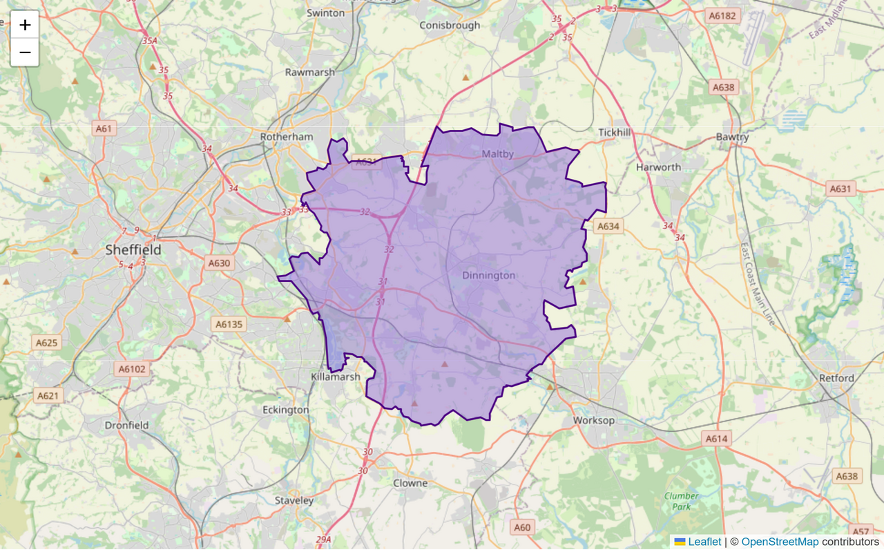 Rother Postcode Rother Valley Constituency: Map, Wards & Population | Baseview UK