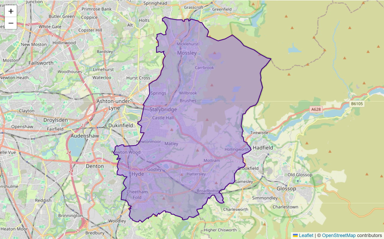 Stalybridge and Hyde Constituency: Map, Wards & Population