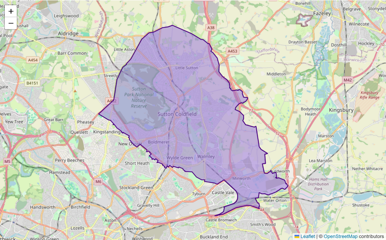 Sutton Coldfield Postcode Sutton Coldfield Constituency: Map, Wards & Population | Baseview UK