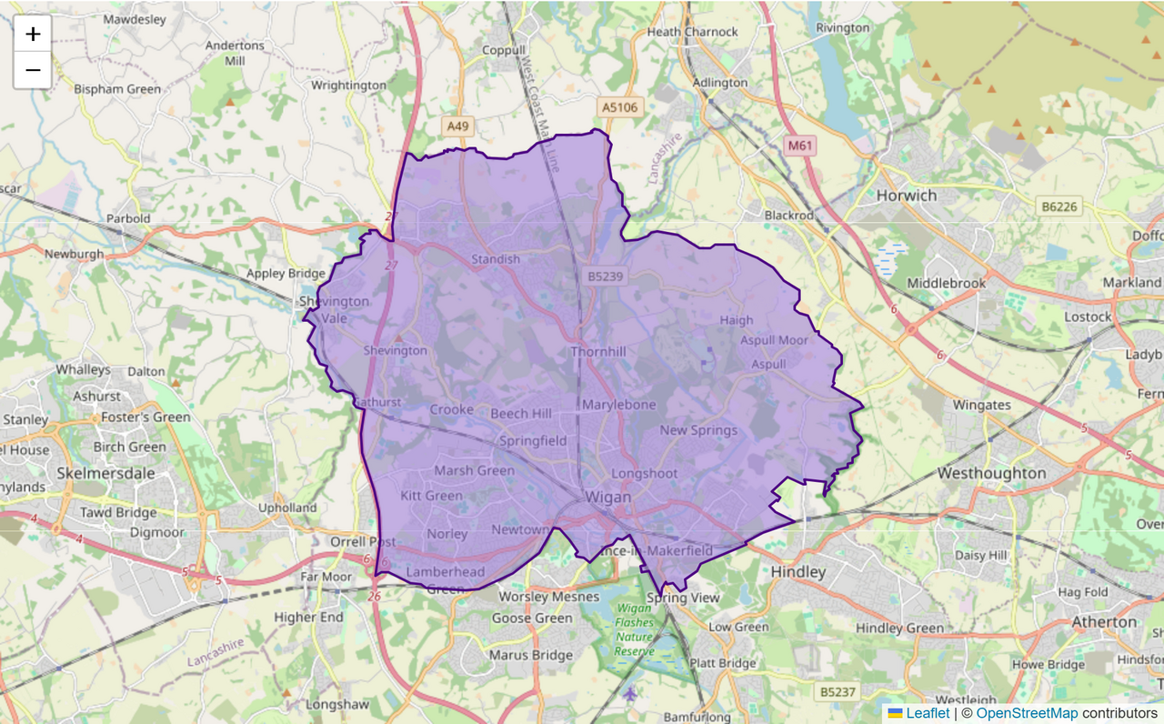 Wigan Constituency: Map, Wards & Population | Baseview UK
