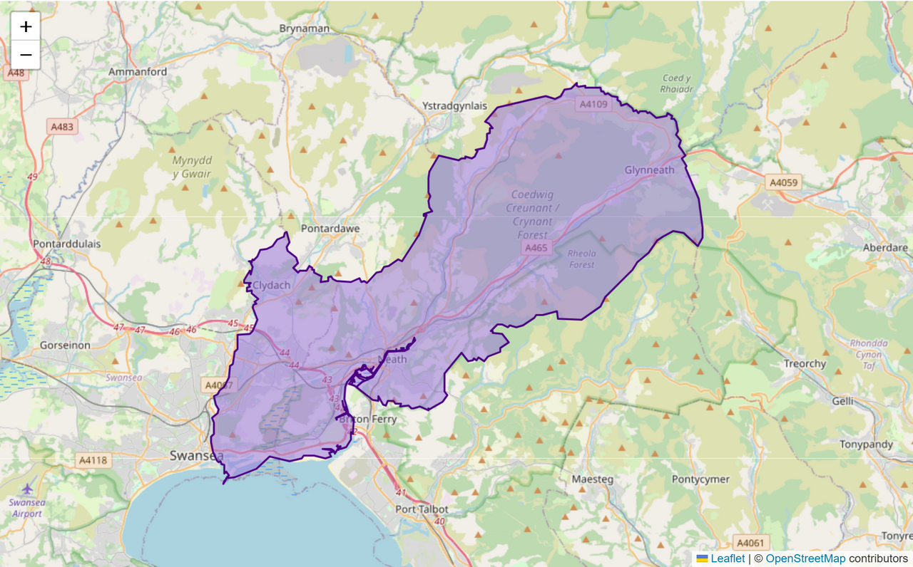 Neath and Swansea East Constituency: Map, Wards & Population