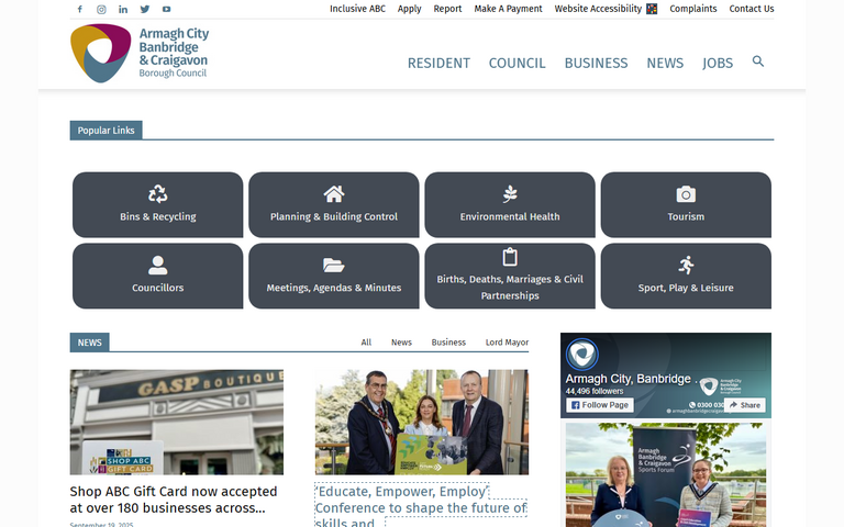 Website of Armagh City, Banbridge and Craigavon Borough Council
