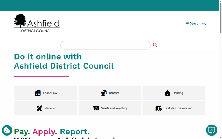 Website of Ashfield District Council