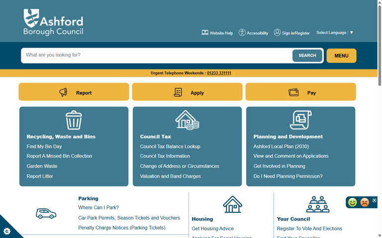 Website of Ashford Borough Council