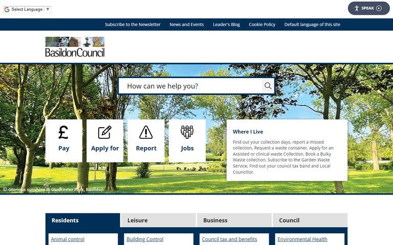 Website of Basildon Borough Council