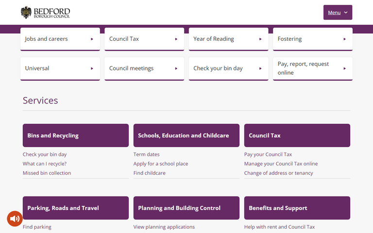 Website of Bedford Borough Council