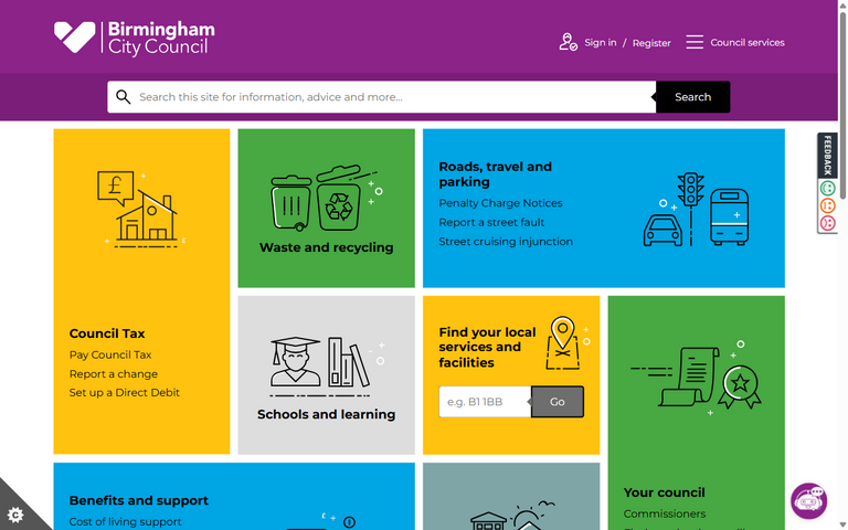 Website of Birmingham City Council