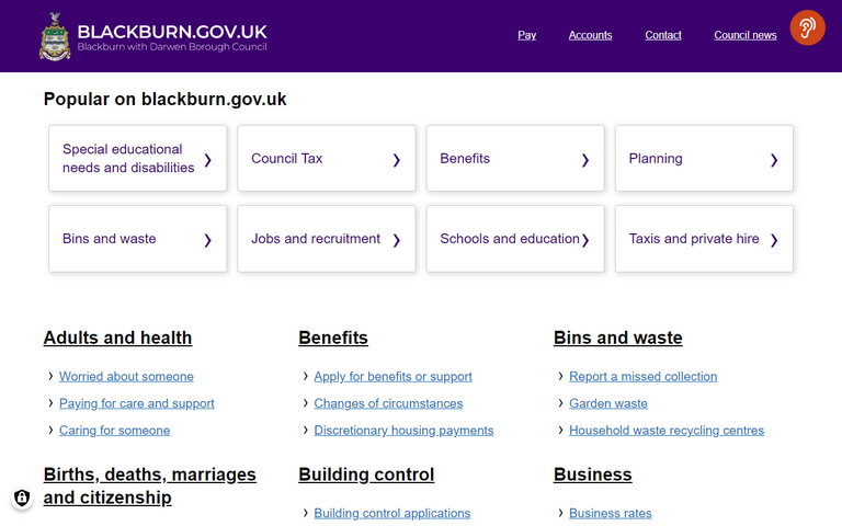 Website of Blackburn with Darwen Borough Council
