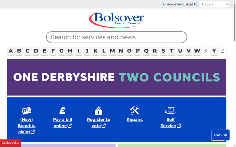 Website of Bolsover District Council