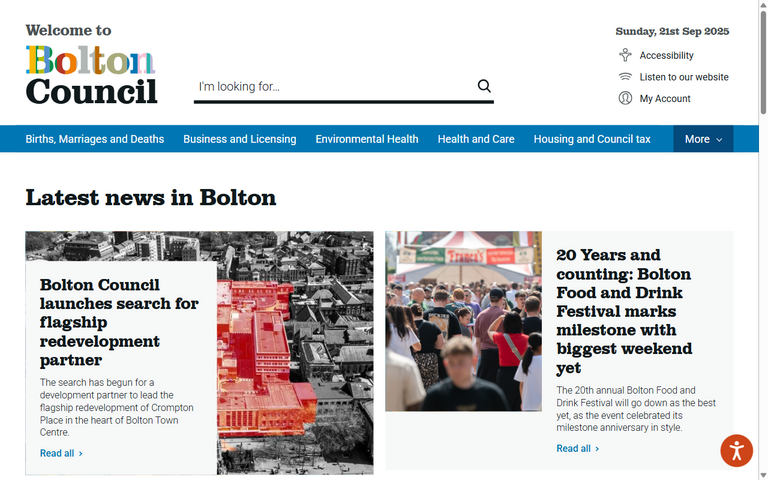 Website of Bolton Borough Council