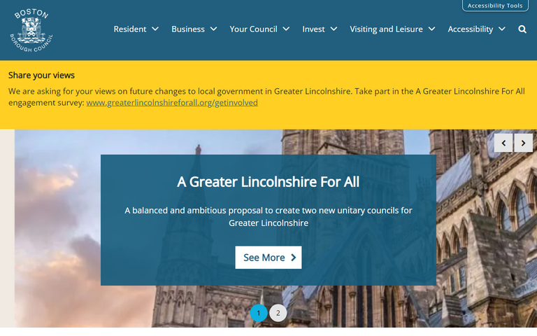 Website of Boston Borough Council