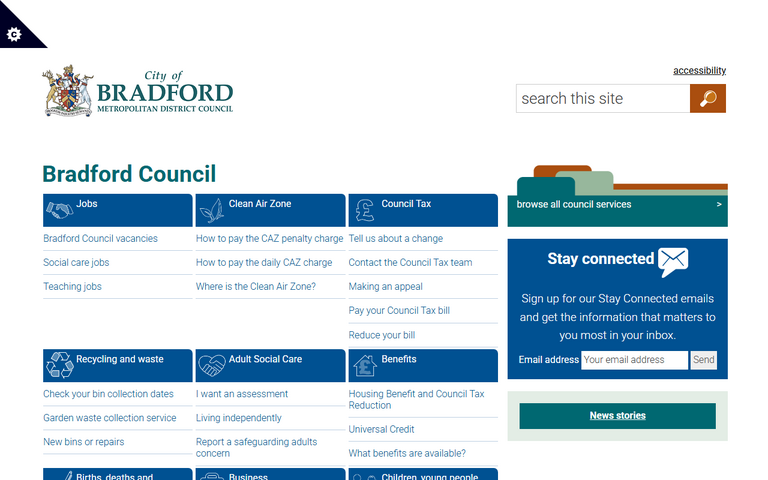 Website of Bradford City Council