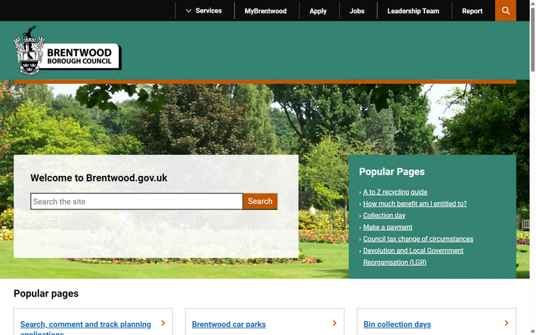 Website of Brentwood Borough Council