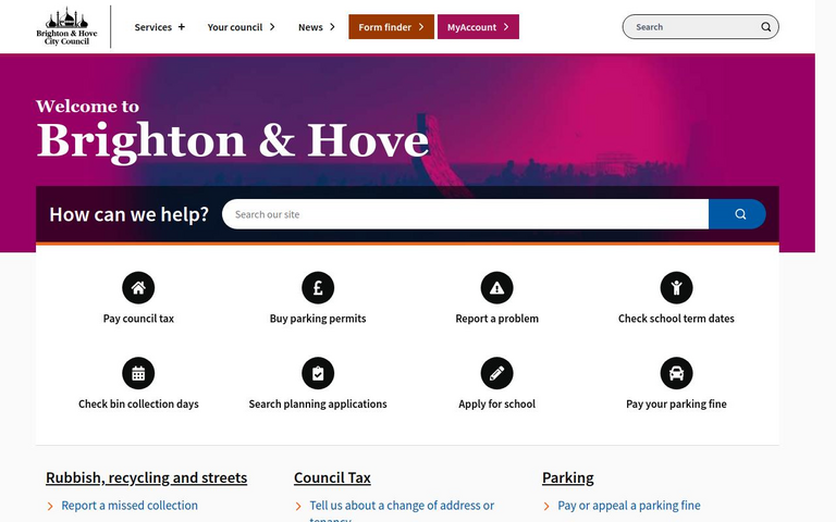 Website of Brighton and Hove City Council
