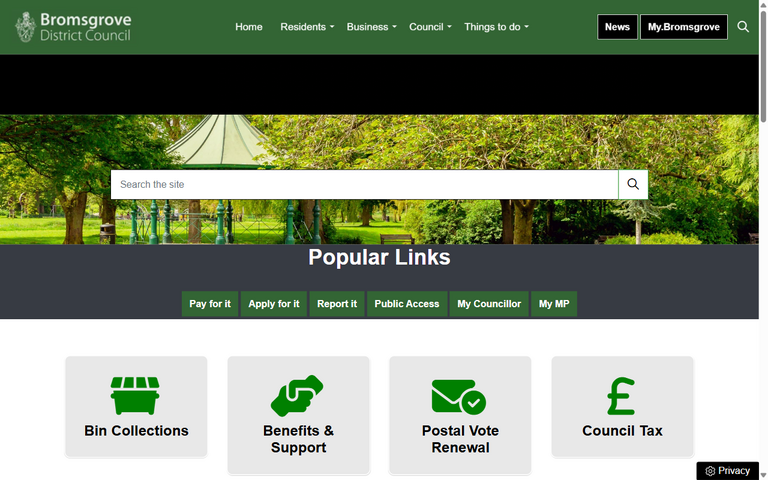 Website of Bromsgrove District Council