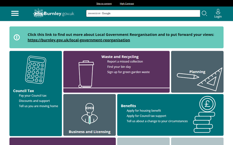 Website of Burnley Borough Council