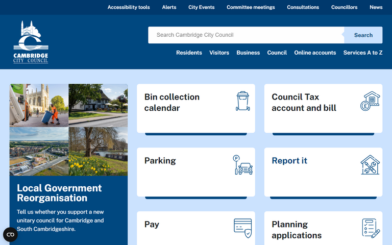 Website of Cambridge City Council