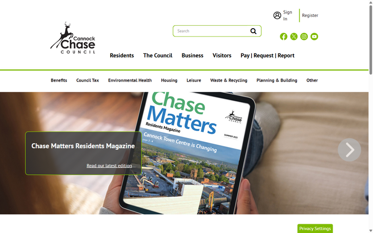 Website of Cannock Chase District Council