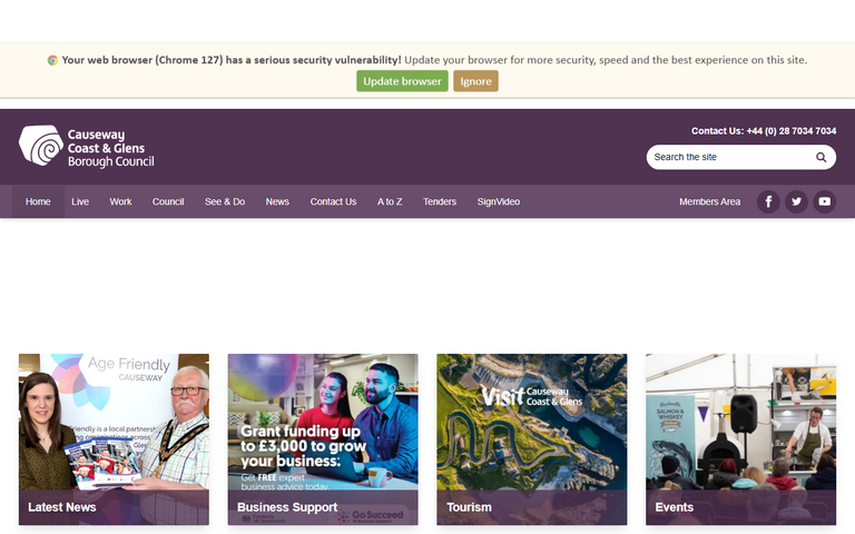 Website of Causeway Coast and Glens Borough Council