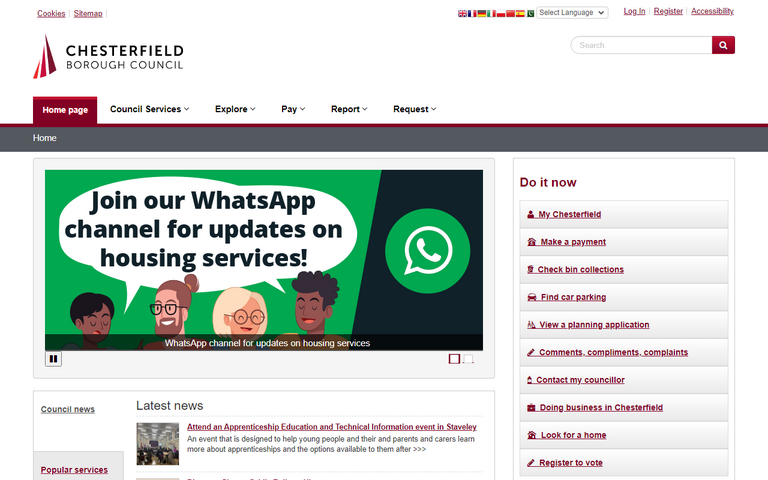 Website of Chesterfield Borough Council