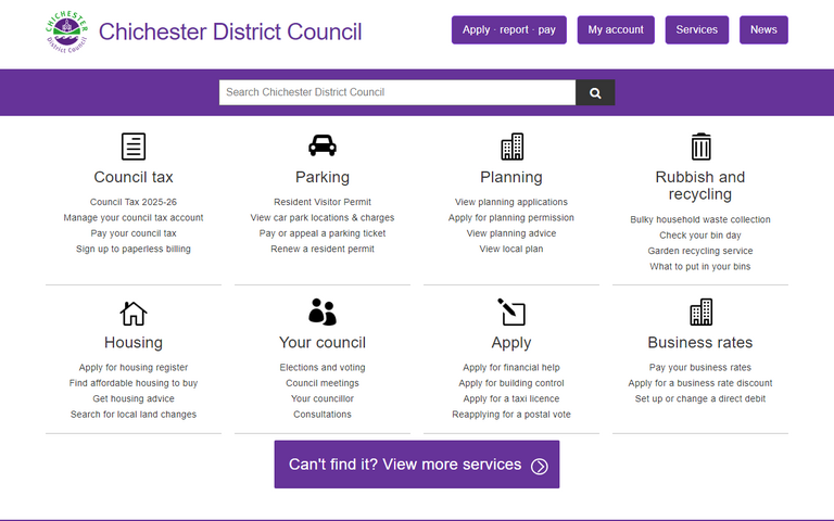 Website of Chichester District Council