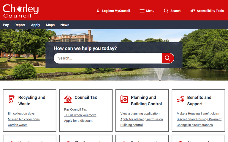 Website of Chorley Borough Council