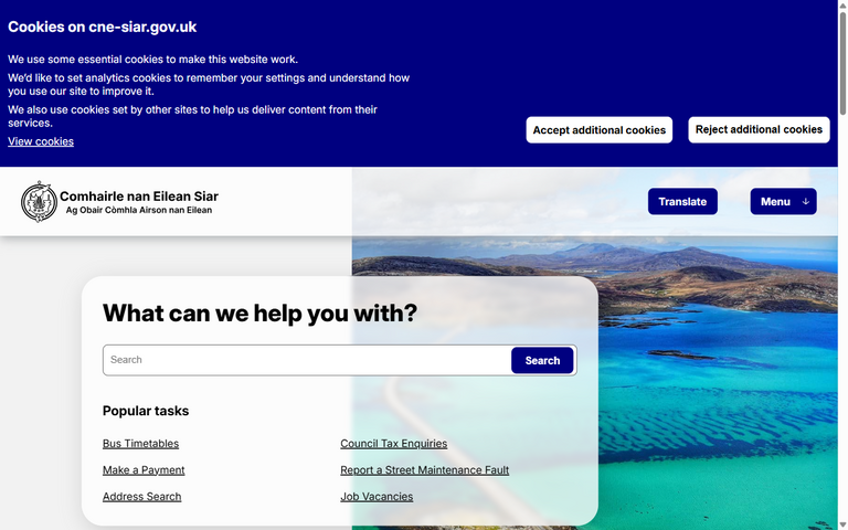Website of Comhairle nan Eilean Siar