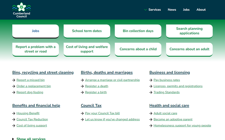 Website of Cumberland Council
