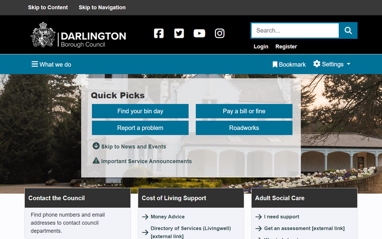 Website of Darlington Borough Council