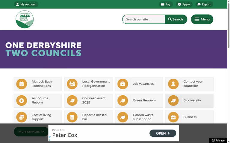 Website of Derbyshire Dales District Council