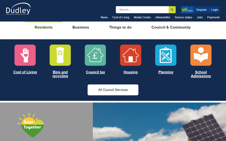 Website of Dudley Borough Council