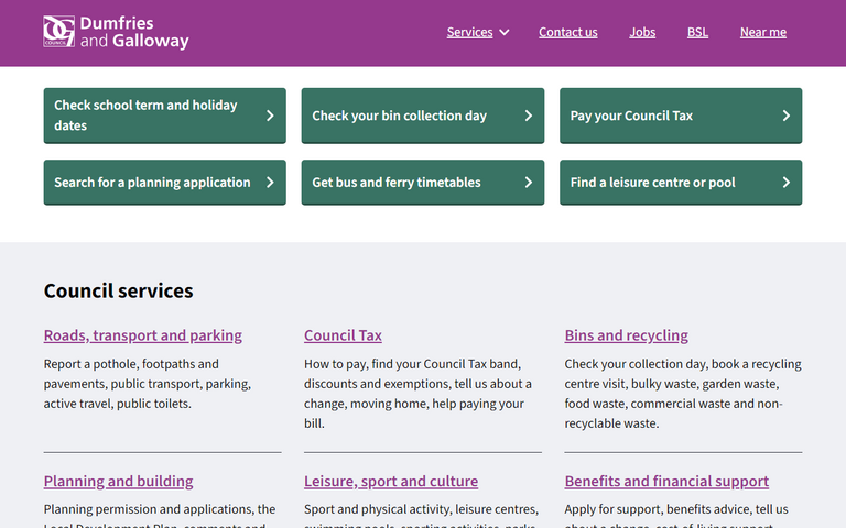 Website of Dumfries and Galloway Council