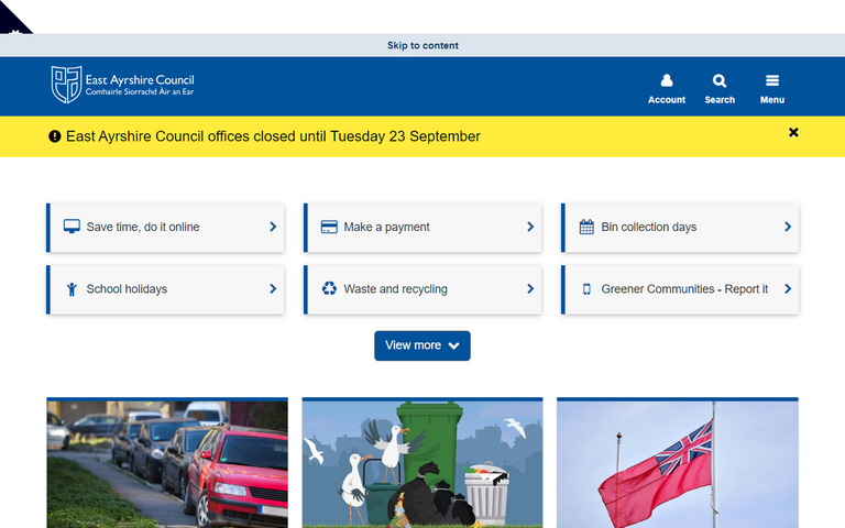 Website of East Ayrshire Council