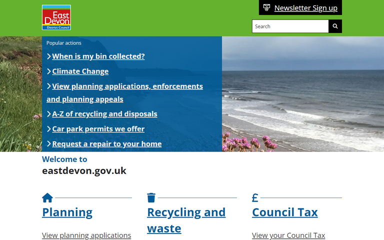 Website of East Devon District Council