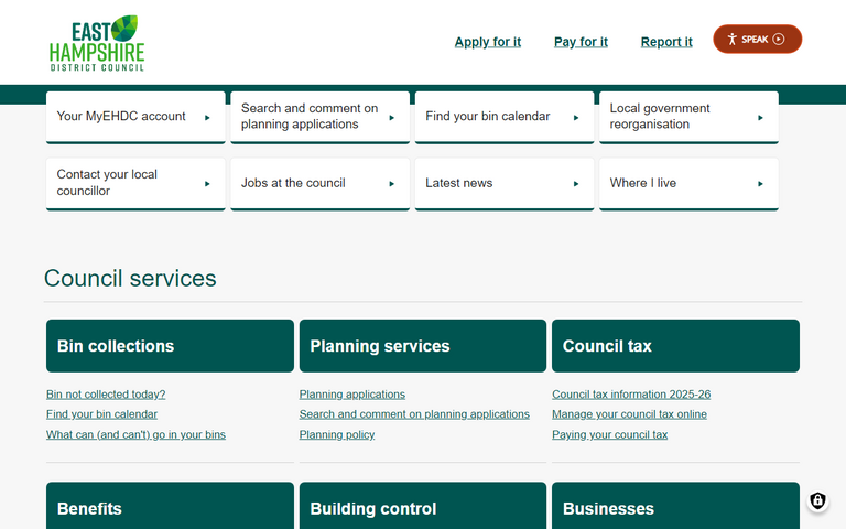 Website of East Hampshire District Council