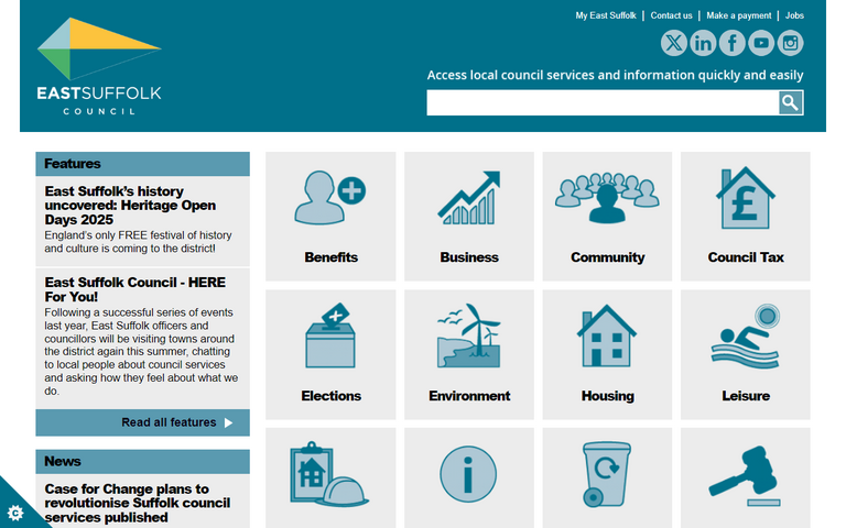 Website of East Suffolk Council