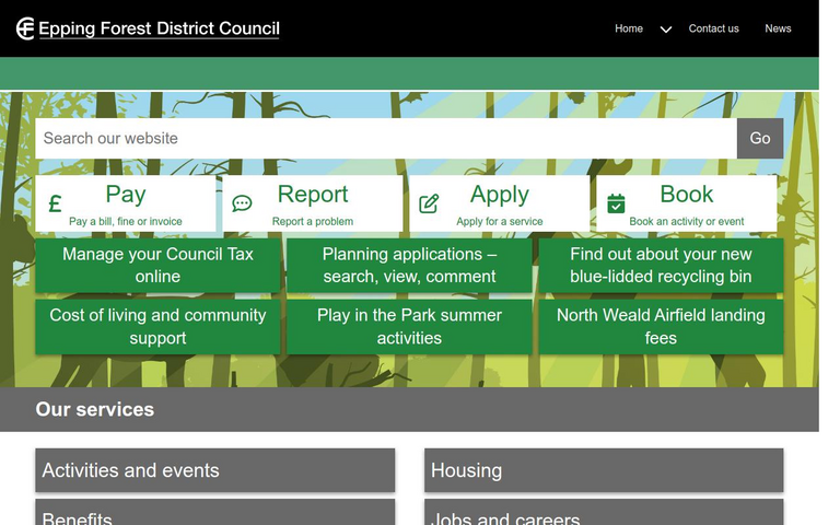 Website of Epping Forest District Council