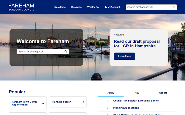 Website of Fareham Borough Council