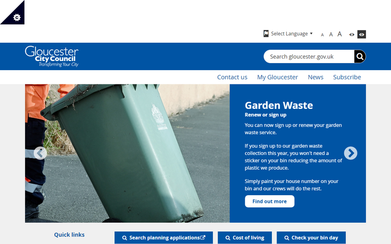 Website of Gloucester City Council