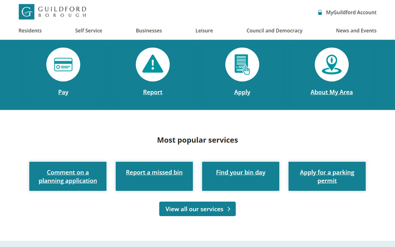 Website of Guildford Borough Council