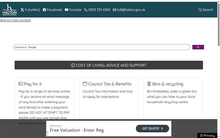 Website of Halton Borough Council