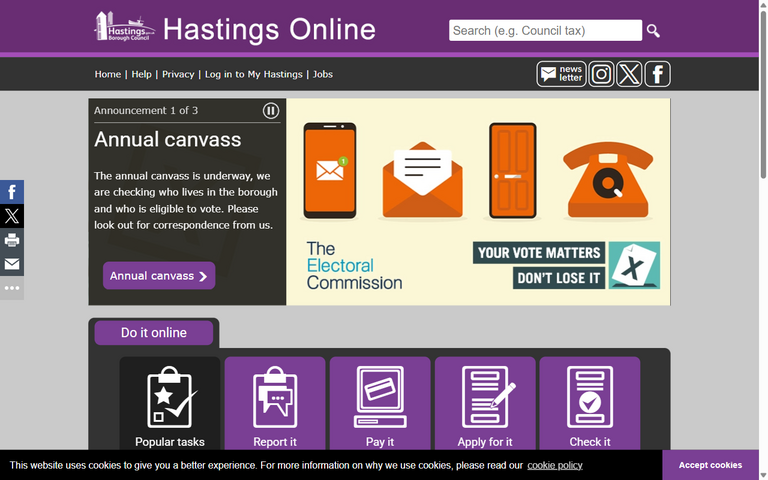 Website of Hastings Borough Council