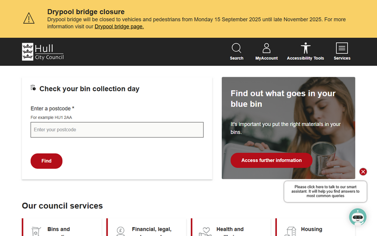 Website of Hull City Council