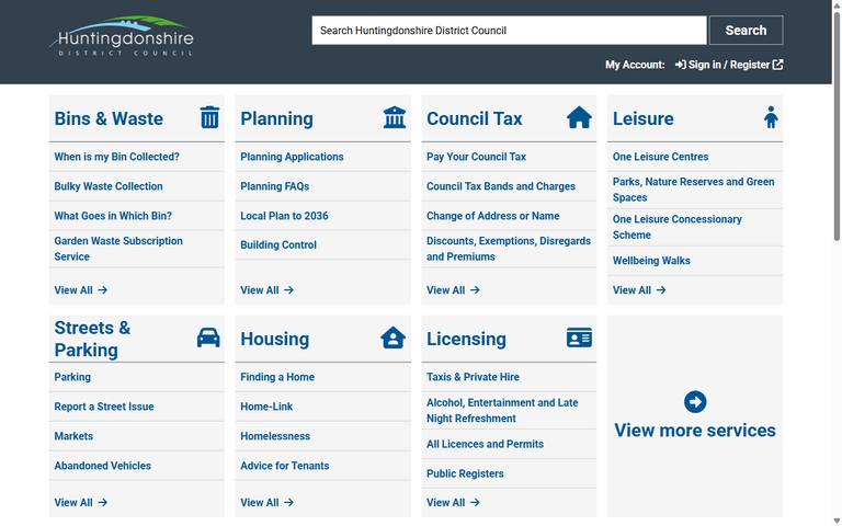 Website of Huntingdonshire District Council