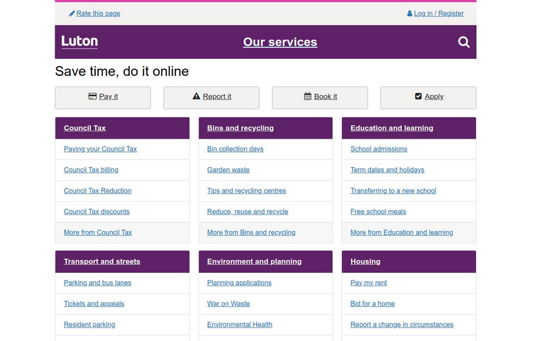 Website of Luton Borough Council