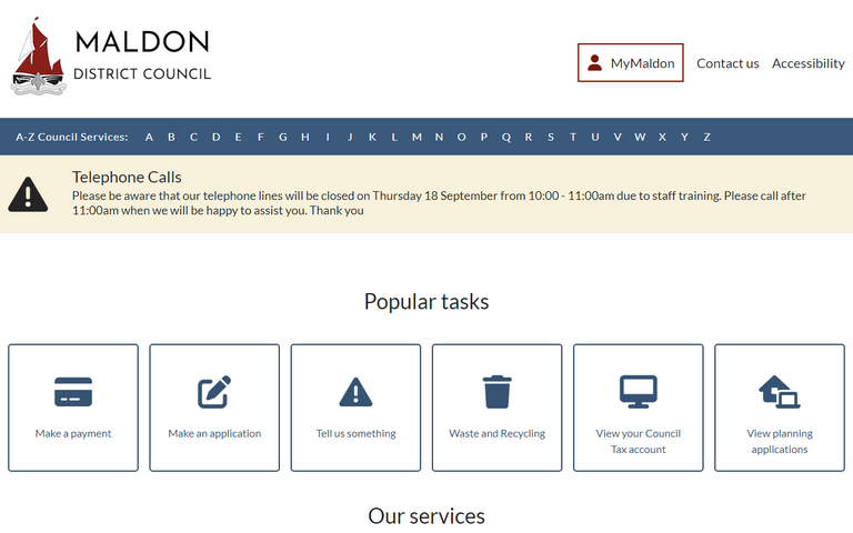 Website of Maldon District Council