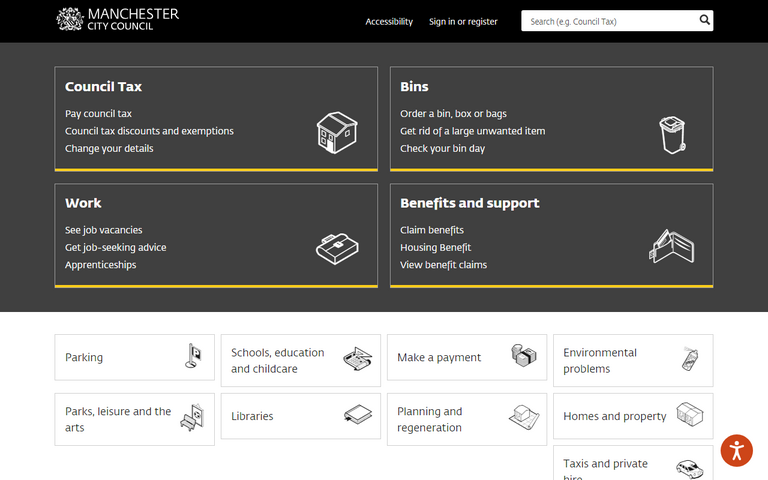 Website of Manchester City Council